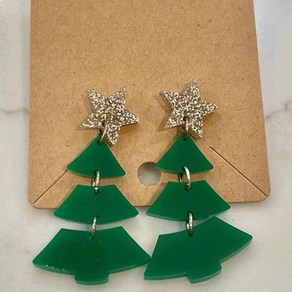 Handmade Christmas tree earrings